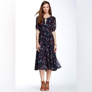 Free people navy blue butterfly floral dress